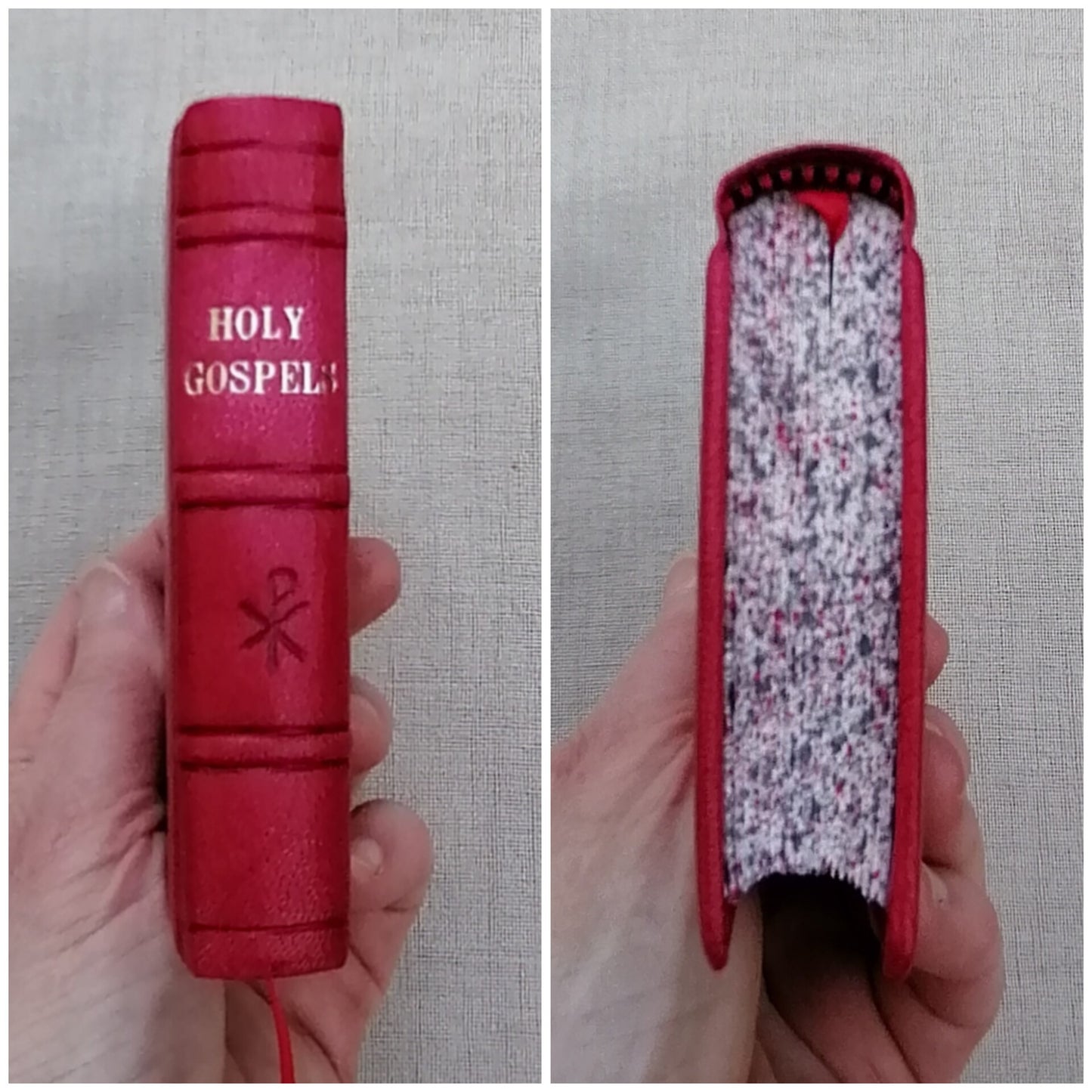 Leatherbound Book of Gospels, A-7 sized, Red Goatskin, Fr Lazarus Moore translation