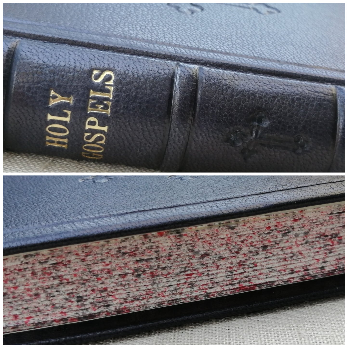 Leatherbound Book of Gospels, A-7 sized, Black Goatskin, Fr Lazarus Moore translation