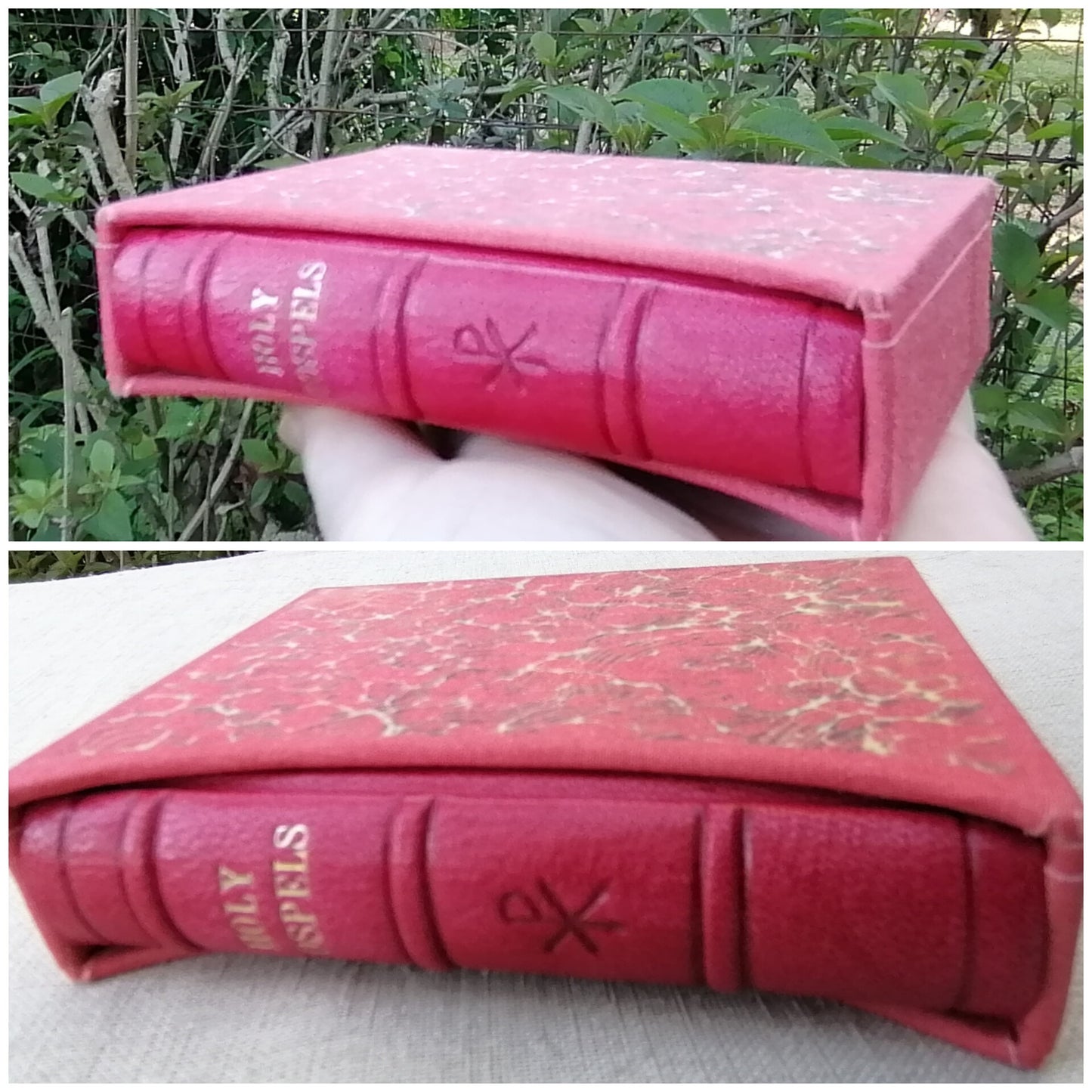 Leatherbound Book of Gospels, A-7 sized, Red Goatskin, Fr Lazarus Moore translation