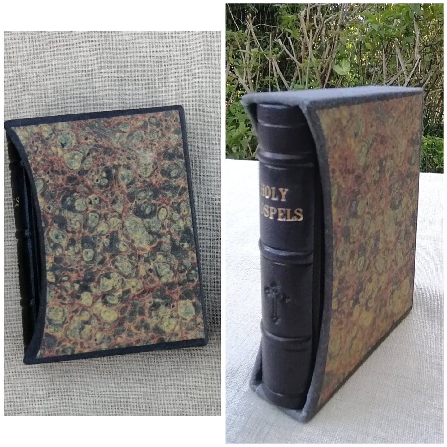 Leatherbound Book of Gospels, A-7 sized, Black Goatskin, Fr Lazarus Moore translation
