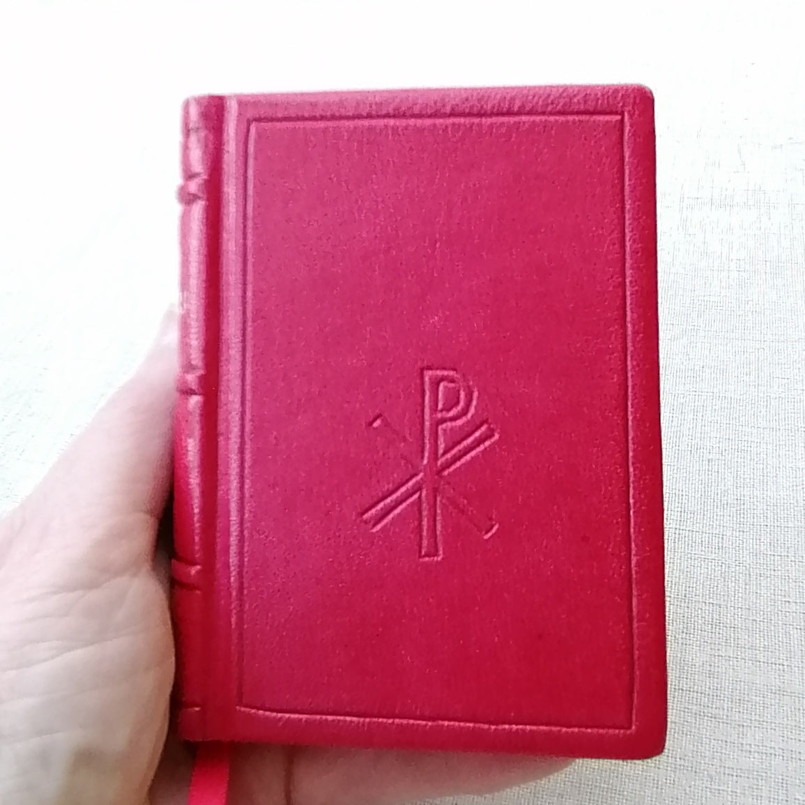 Leatherbound Book of Gospels, A-7 sized, Red Goatskin, Fr Lazarus Moore translation
