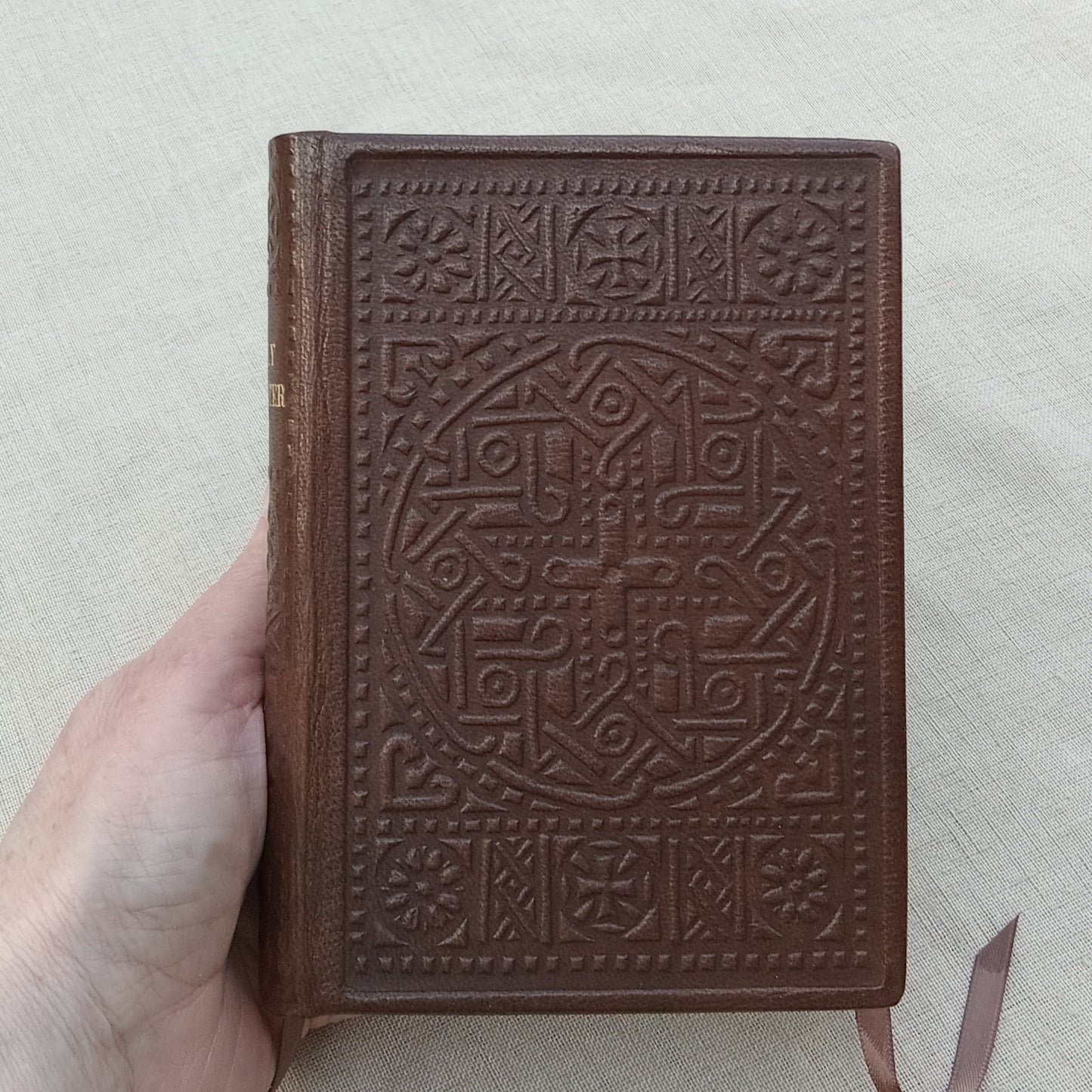 Dos-à-dos binding of Psalter and Gospels, Brown Goatskin